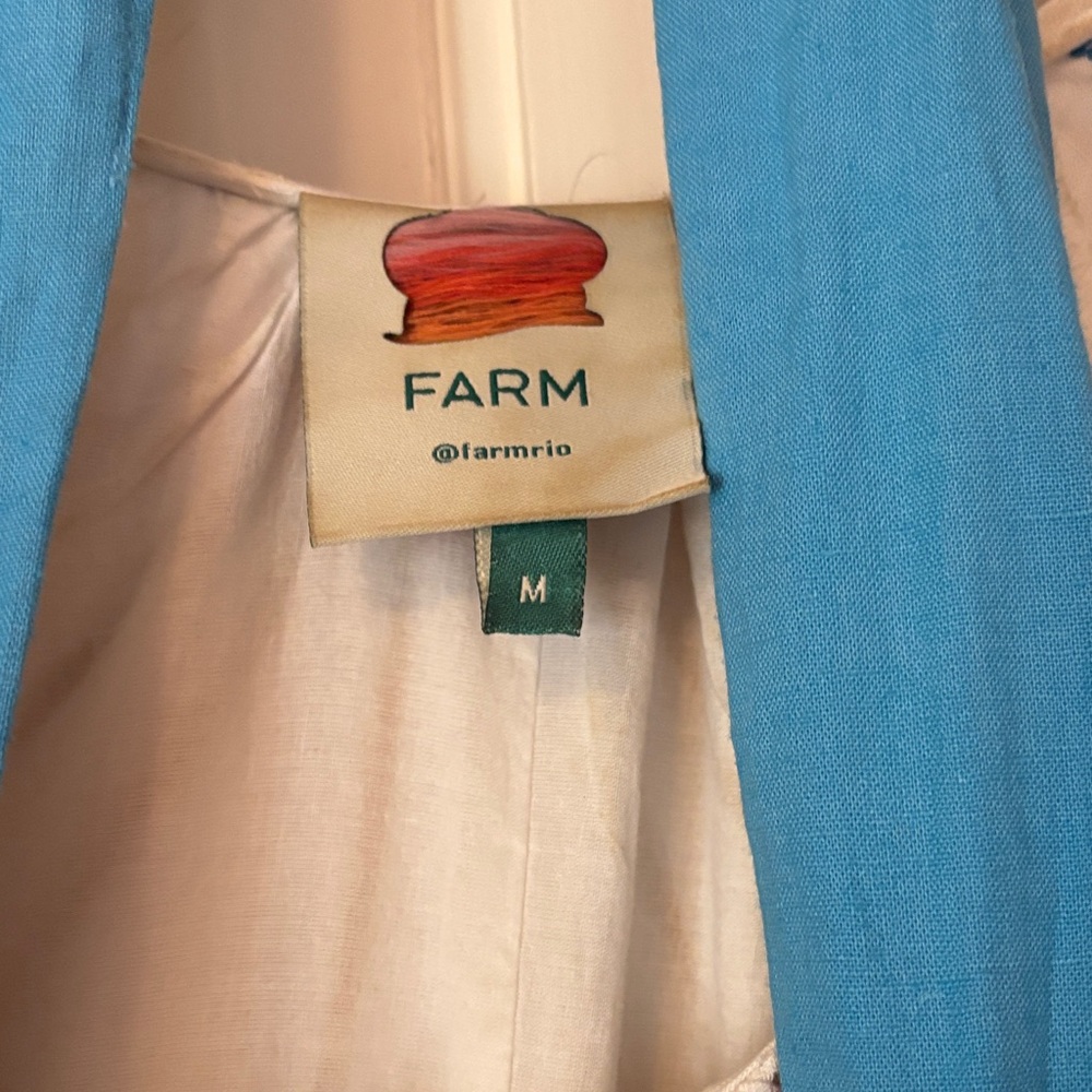 FARM Rio White Maxi Dress with Pink Panels and Blue Ribbon - Picture 4 of 4